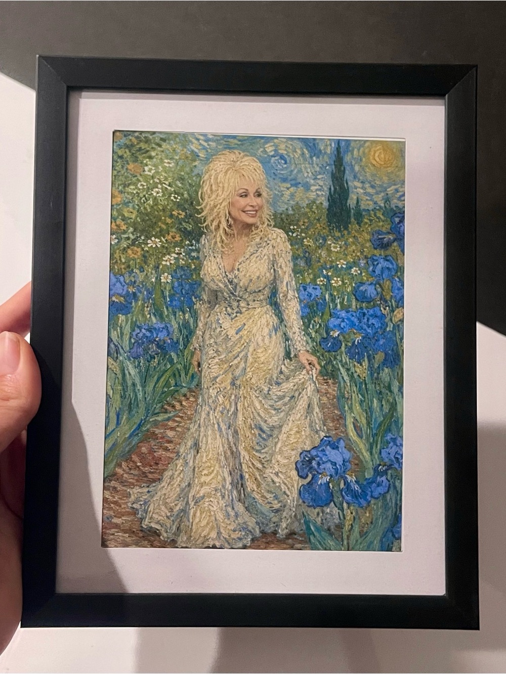 Dolly Parton in Van Gogh garden style Framed Matte Paper Art Paper Print